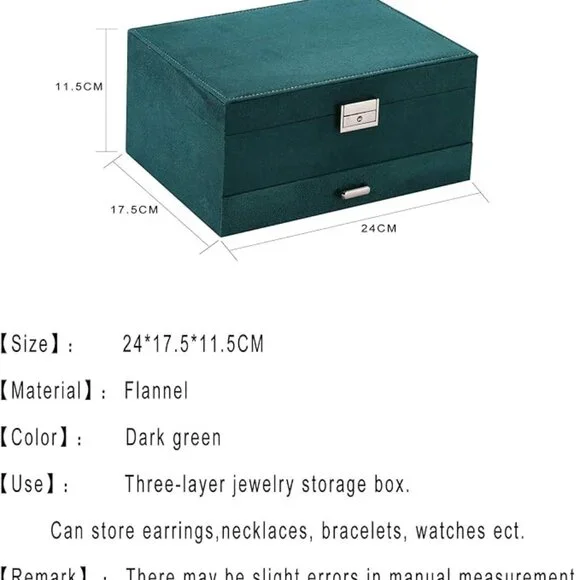 Jewelry Boxes for Women Green Large Jewelry Box Organizer for Women Lockable
